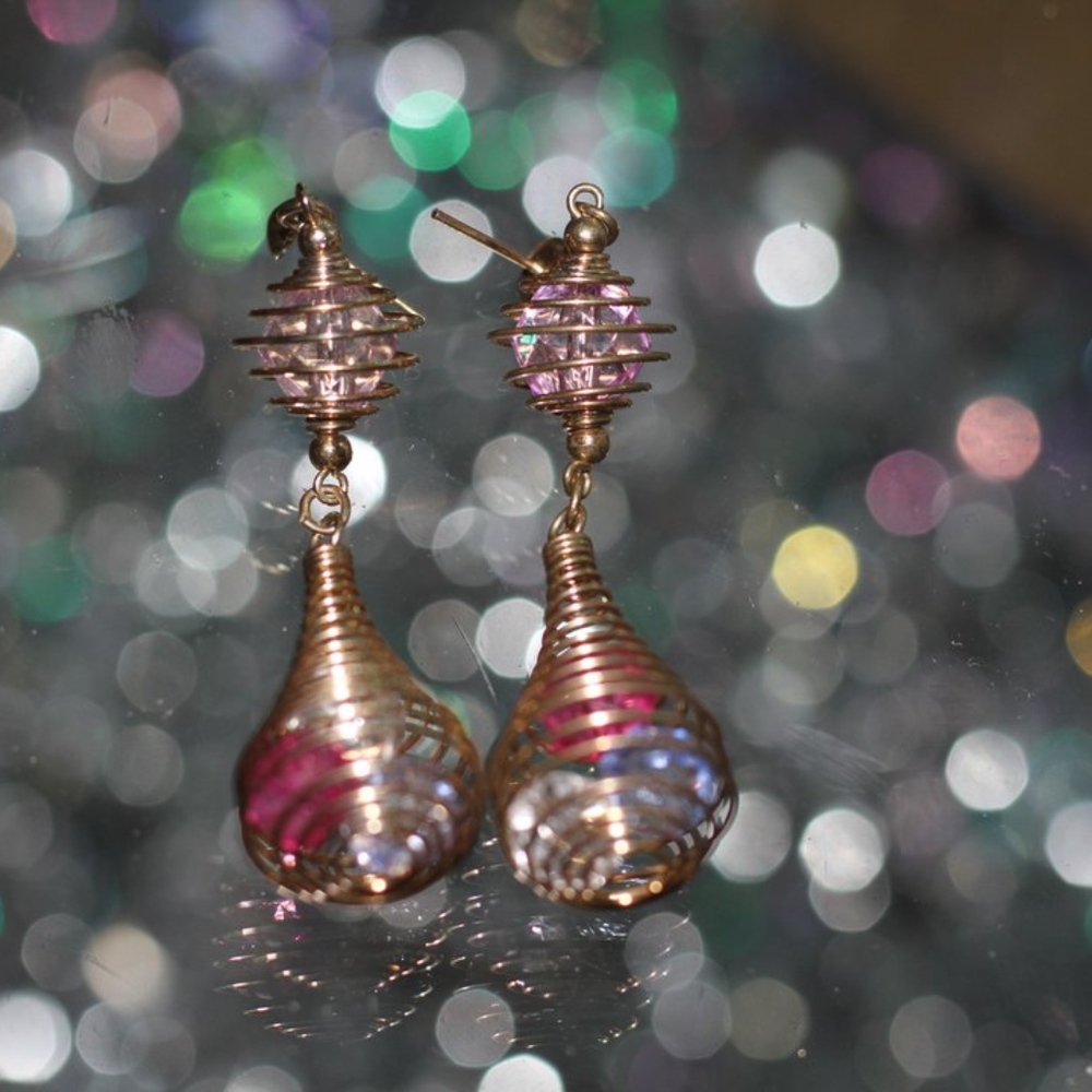Multi Color Gold Dangle Earrings